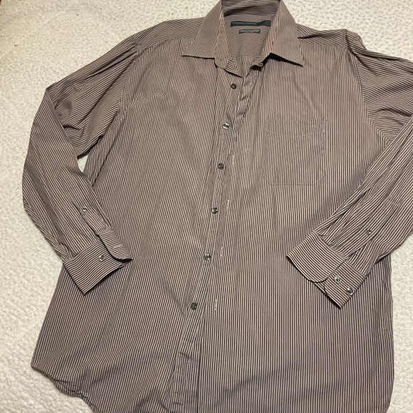 Perry Ellis Portfolio Other - Perry Ellis Button Down Mens 16 34/35 Brown Excellent Striped Classic Fit